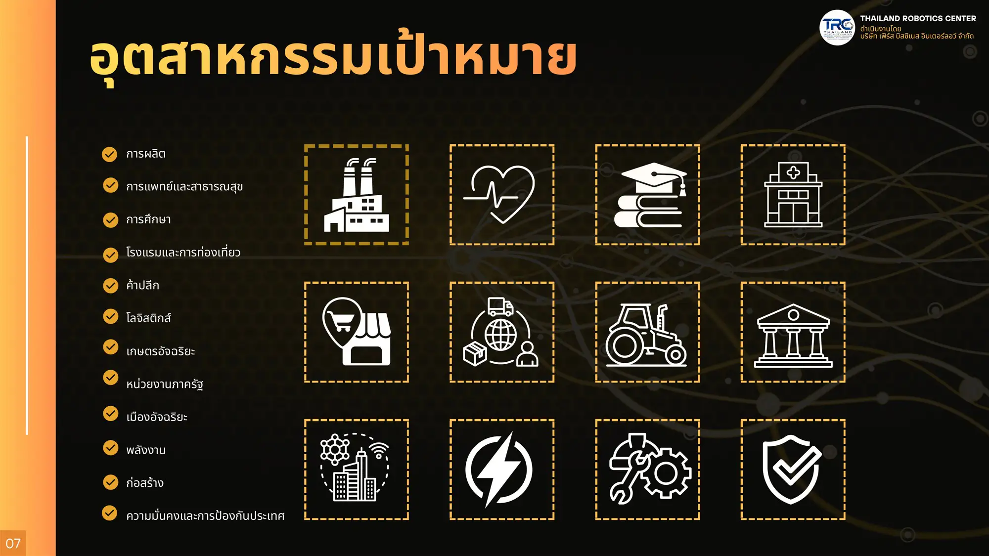 กลุ่มอุตสาหกรรมเป้าหมายที่รองรับเทคโนโลยีหุ่นยนต์และ Automation