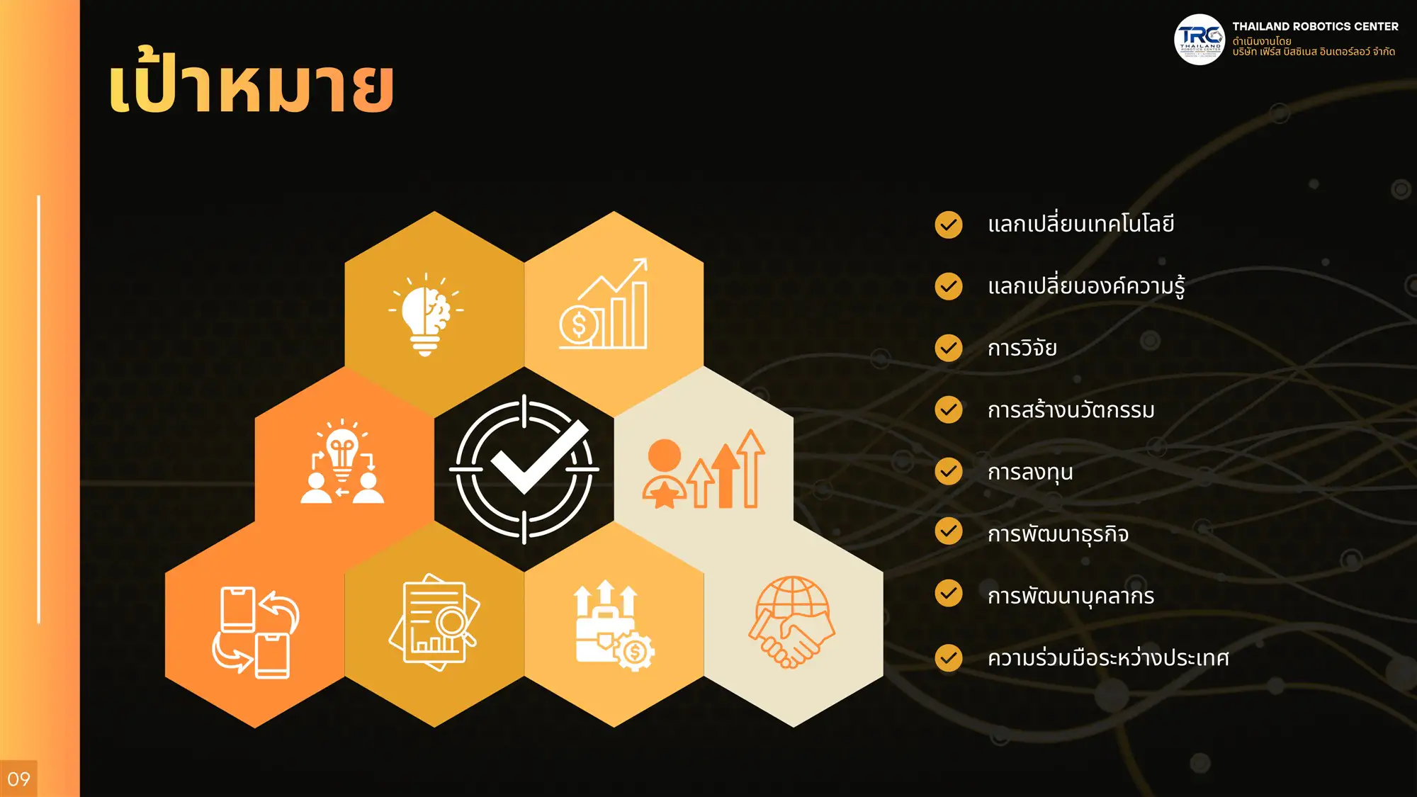 วัตถุประสงค์หลักในการพัฒนาเทคโนโลยีและนวัตกรรมหุ่นยนต์ TRC